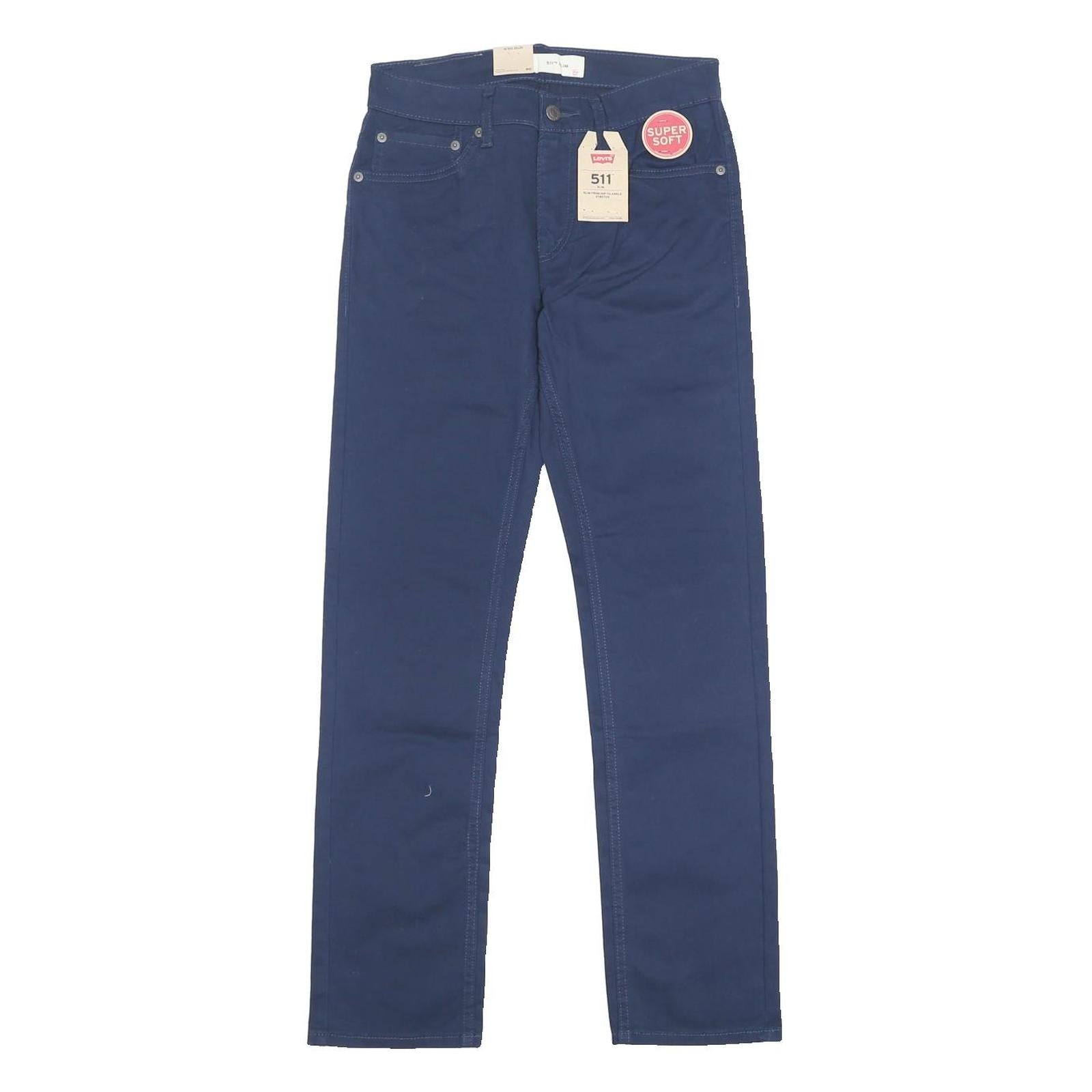 LEVI'S Mens Cotton Blend Blue Regular Slim Trousers W29 L30 Stylish Button