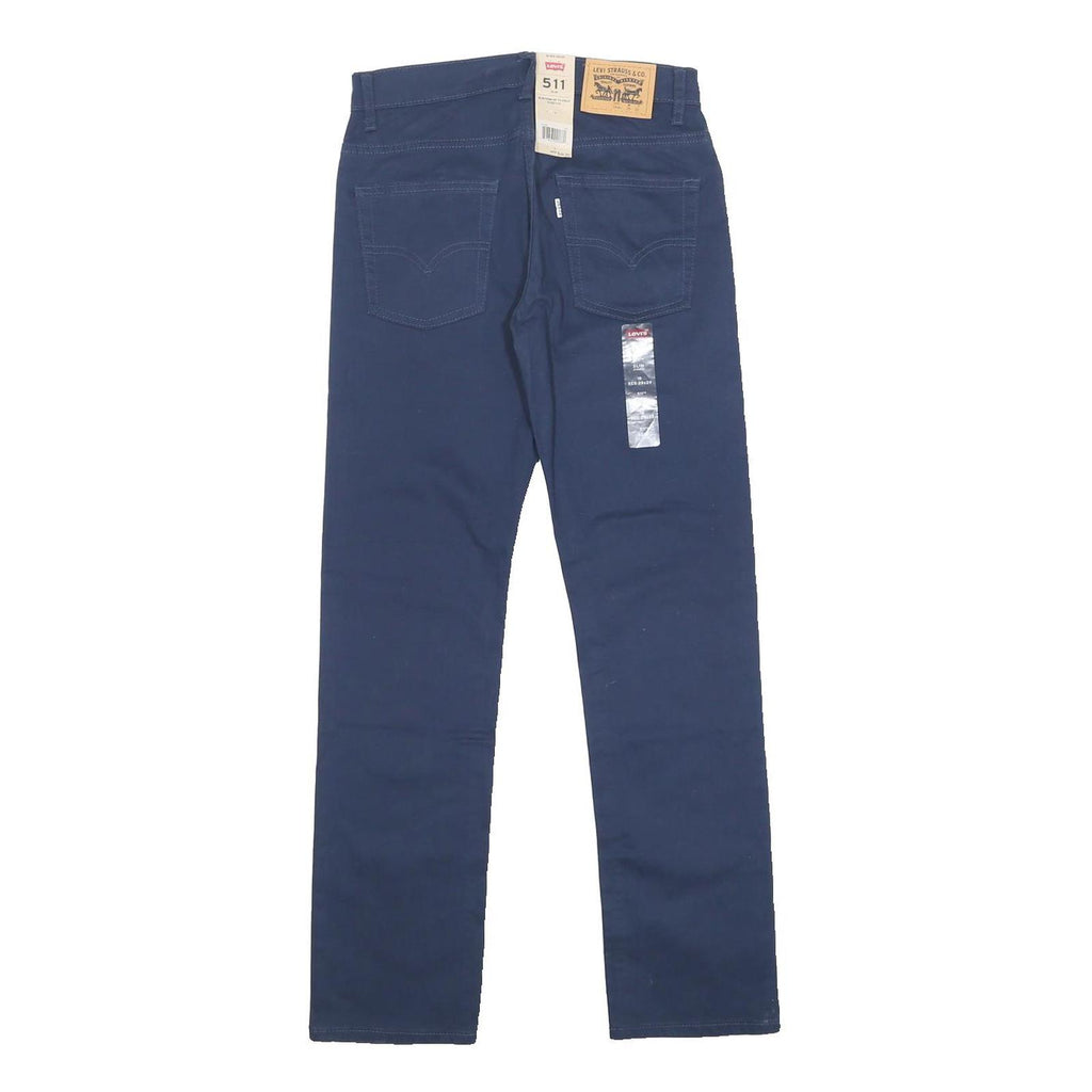 LEVI'S Mens Cotton Blend Blue Regular Slim Trousers W29 L30 Stylish Button