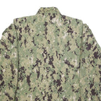 M&M MANUFACTURING Mens Green Digital Camo Military Jacket S Cotton Blend Button