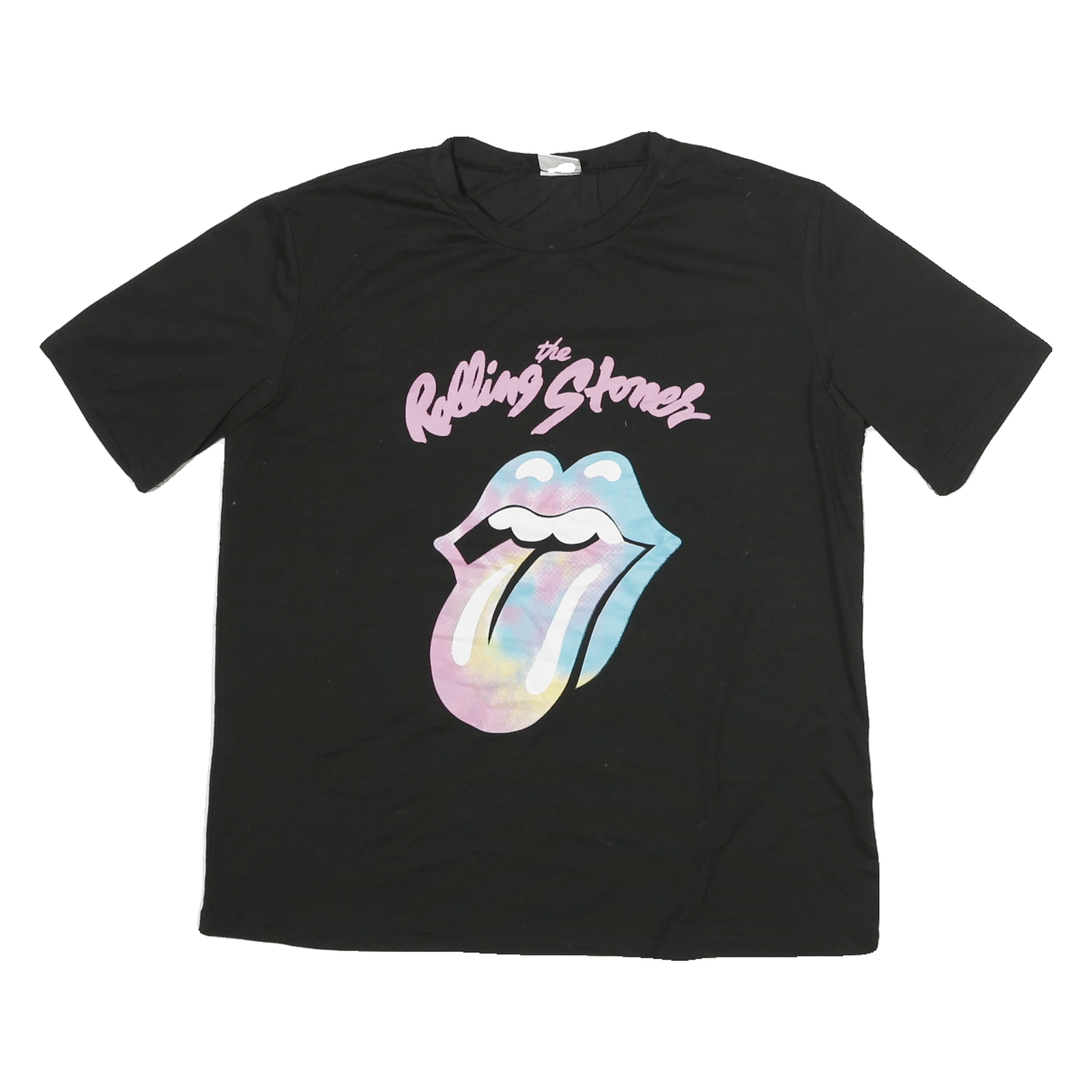 ROLLING STONES Mens Black Crew Neck Graphic T-Shirt S Polyester Blend