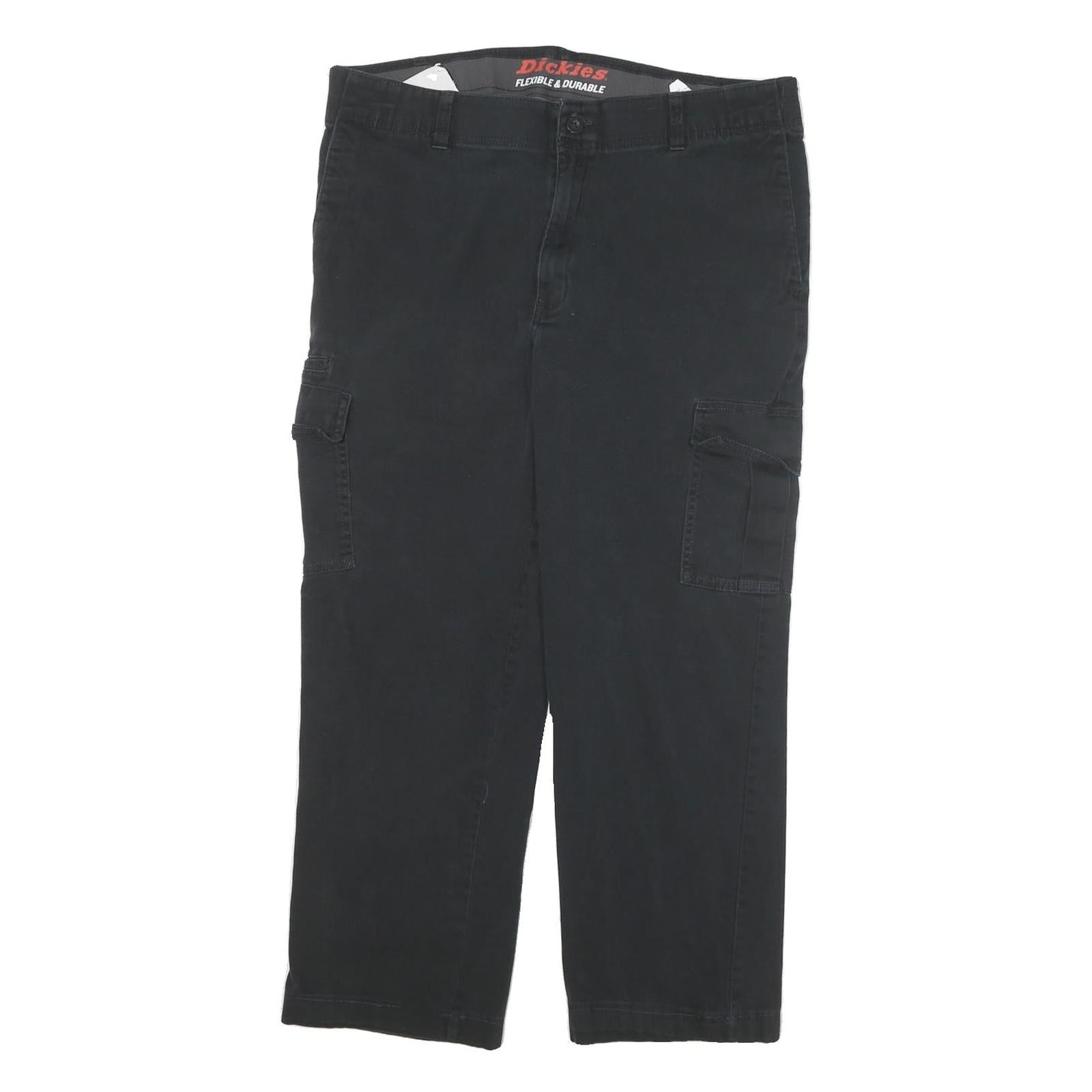 DICKIES Mens Cotton Blend Black Regular Fit Straight Leg Trousers W36 L26