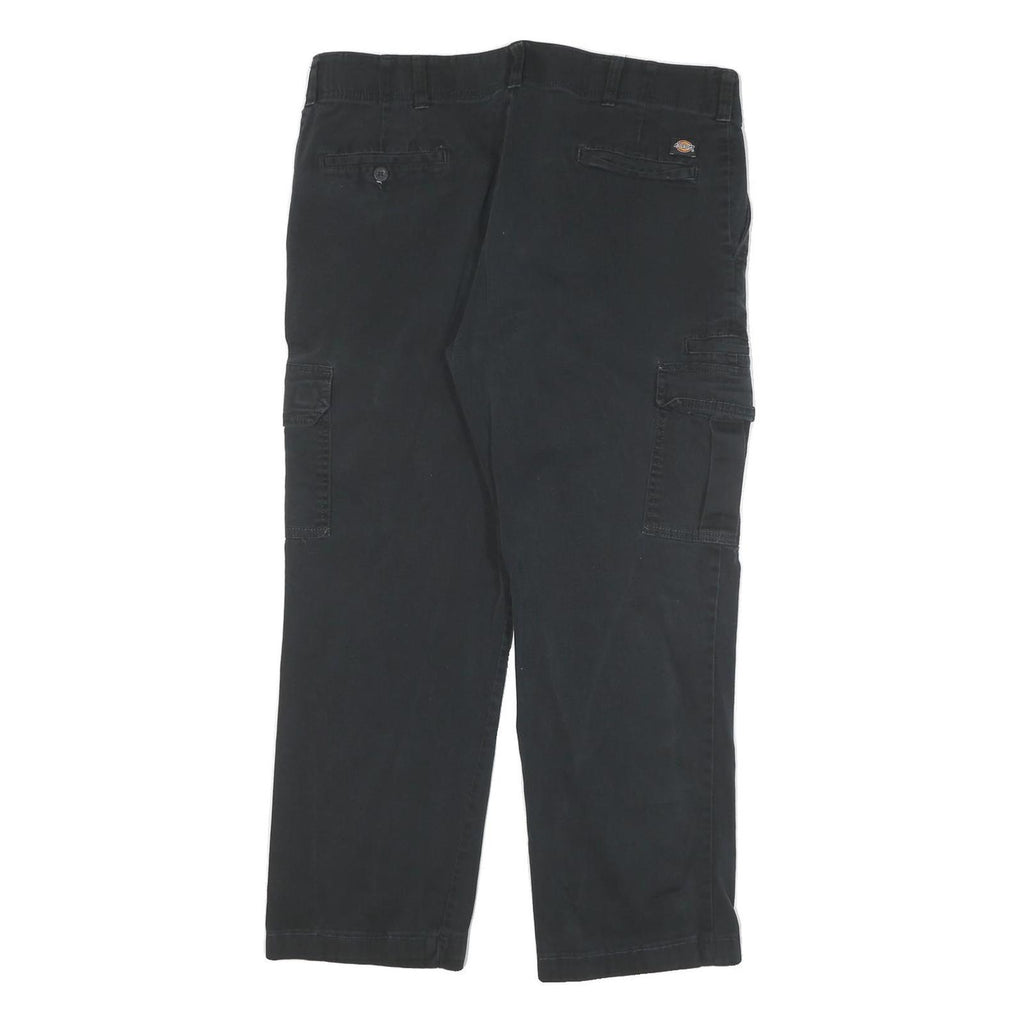 DICKIES Mens Cotton Blend Black Regular Fit Straight Leg Trousers W36 L26
