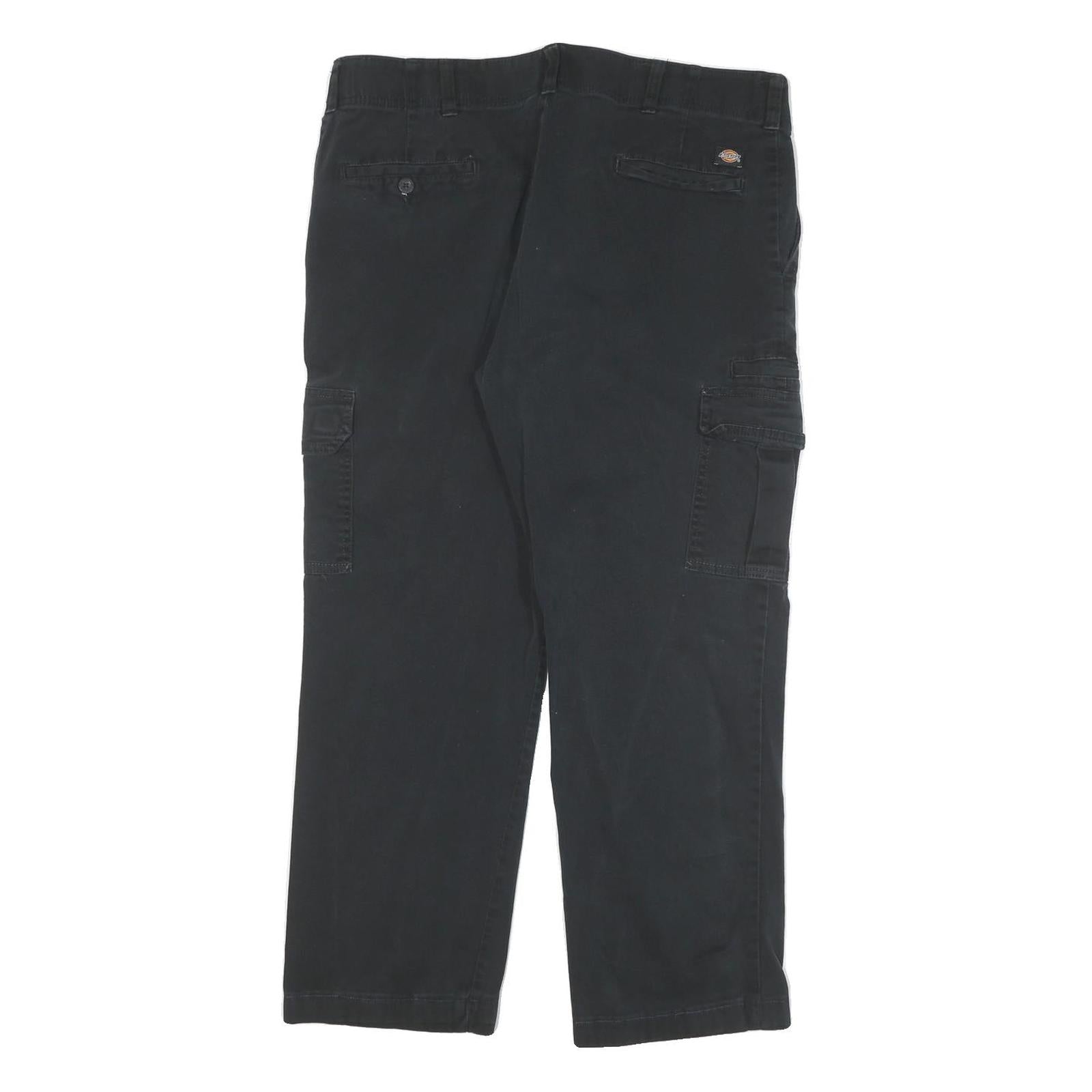 DICKIES Mens Cotton Blend Black Regular Fit Straight Leg Trousers W36 L26