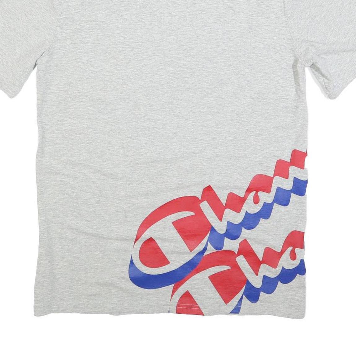 CHAMPION Mens Grey L Cotton Blend Graphic T-Shirt Short Sleeve Crew Neck