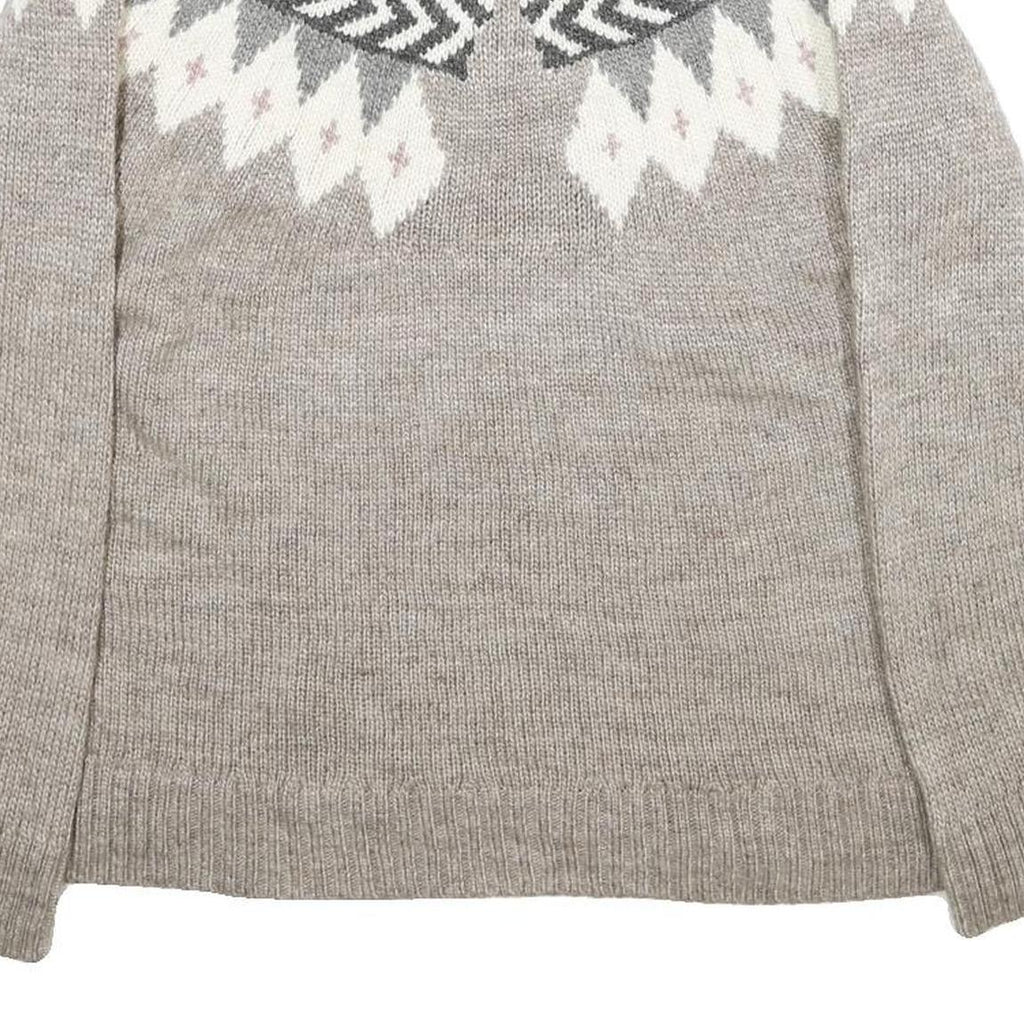 TOPSHOP Womens Grey Patterned Wool Blend Jumper Round Neck Basic Knit UK 12 Soft