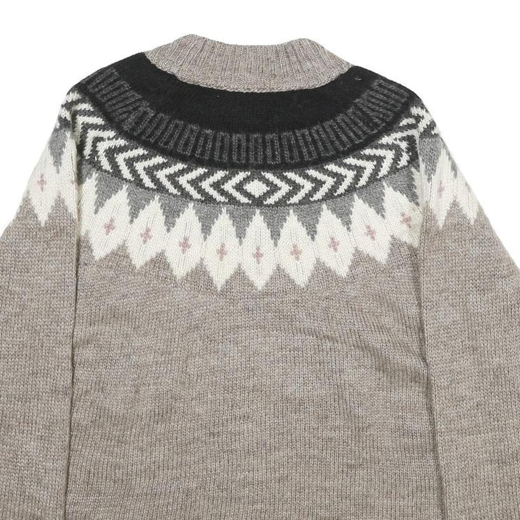 TOPSHOP Womens Grey Patterned Wool Blend Jumper Round Neck Basic Knit UK 12 Soft