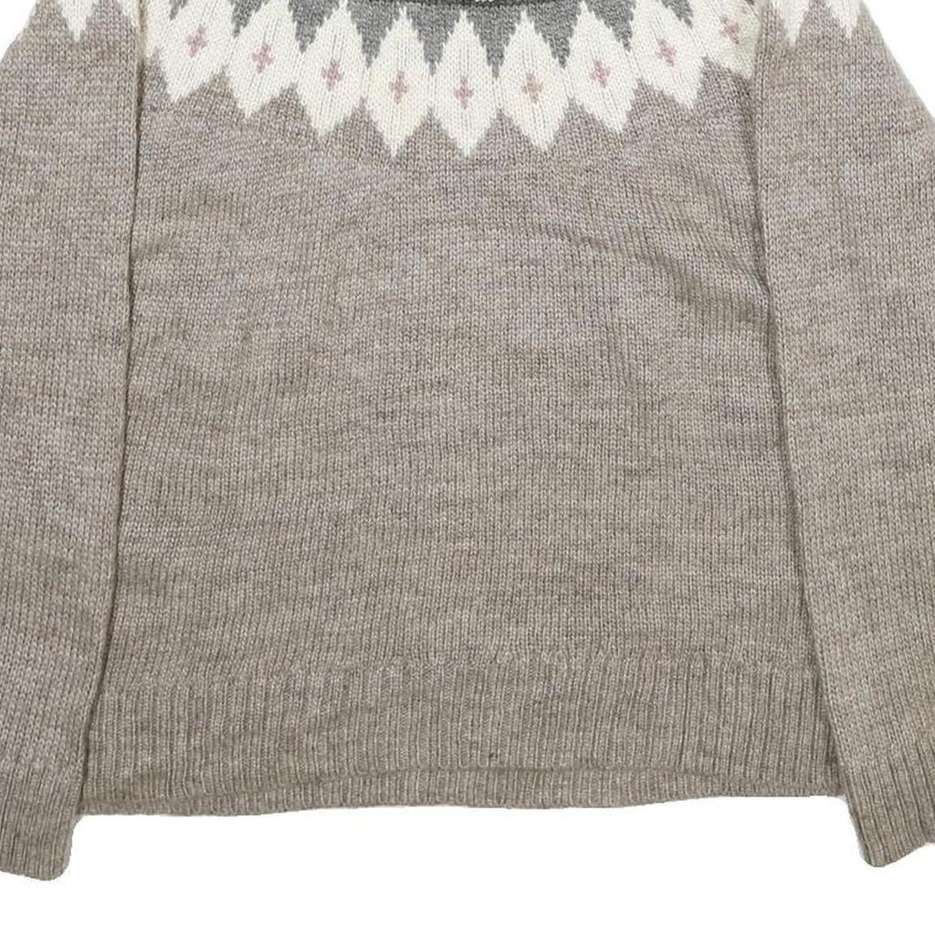 TOPSHOP Womens Grey Patterned Wool Blend Jumper Round Neck Basic Knit UK 12 Soft