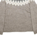 TOPSHOP Womens Grey Patterned Wool Blend Jumper Round Neck Basic Knit UK 12 Soft