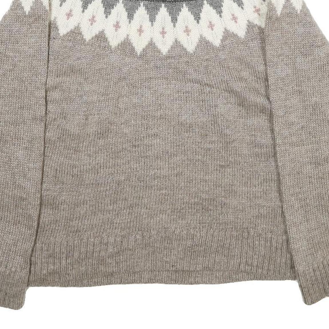 TOPSHOP Womens Grey Patterned Wool Blend Jumper Round Neck Basic Knit UK 12 Soft