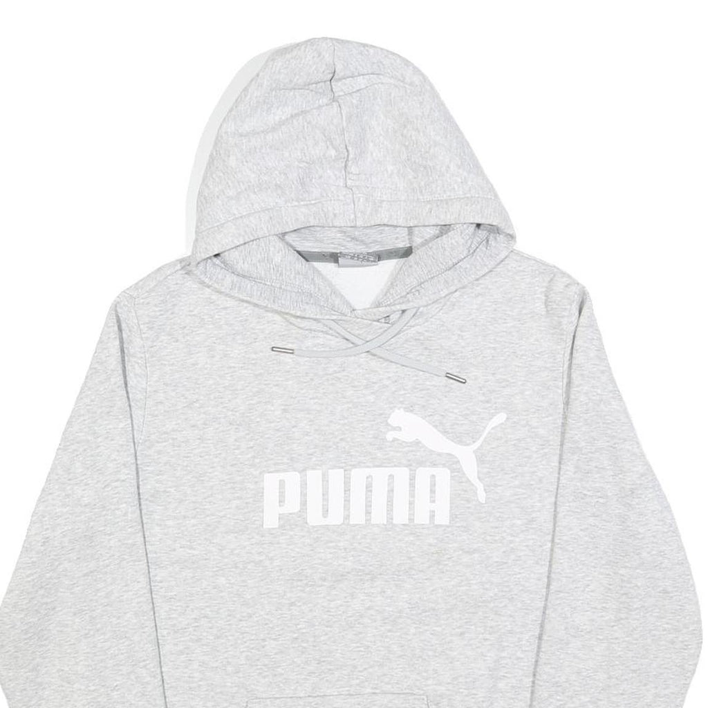 PUMA Womens Grey Hoodie UK 14 Cotton Blend Pullover Casual Sportswear