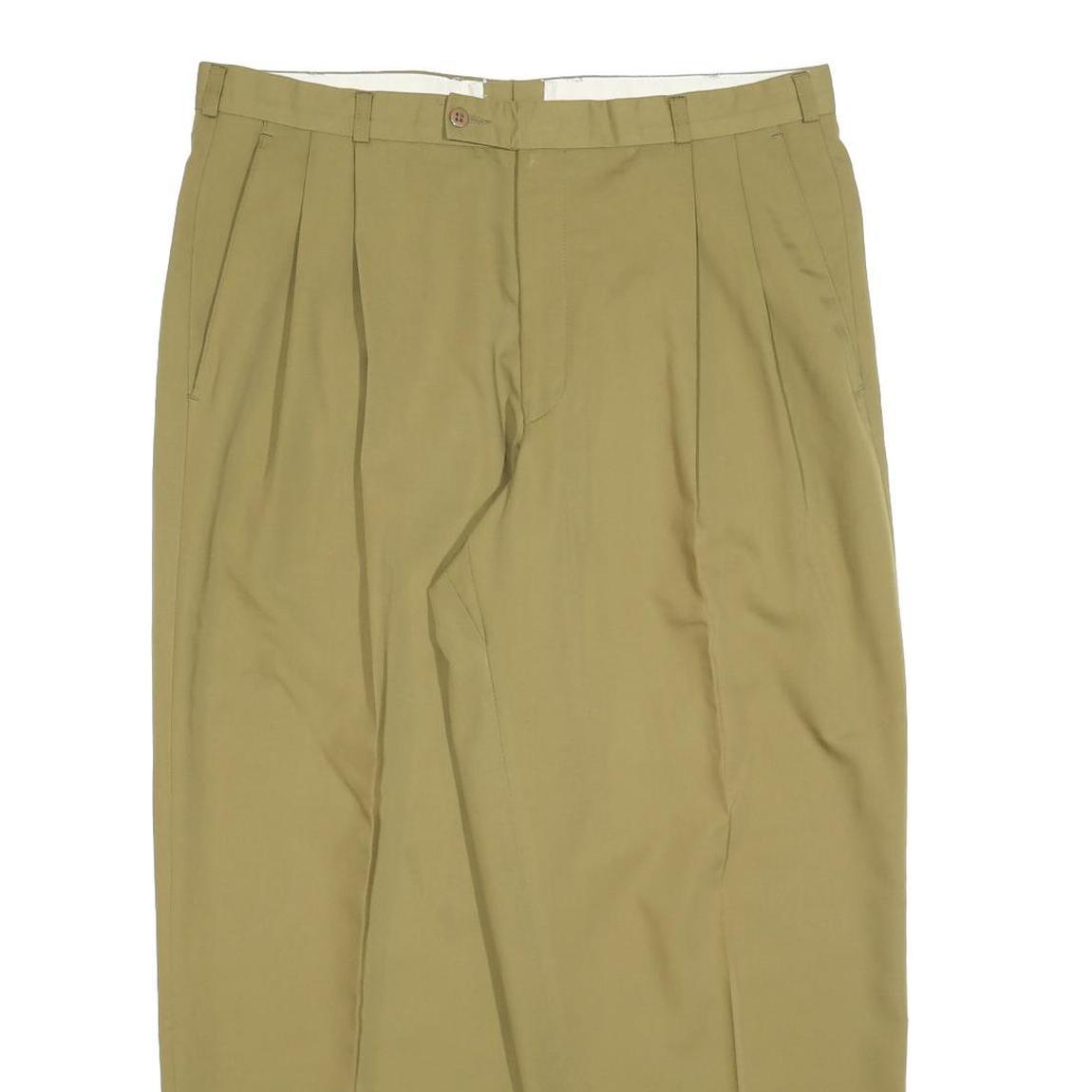 FREY Mens Polyester Blend Beige Relaxed Straight Trousers W36 L28 Zip Closure