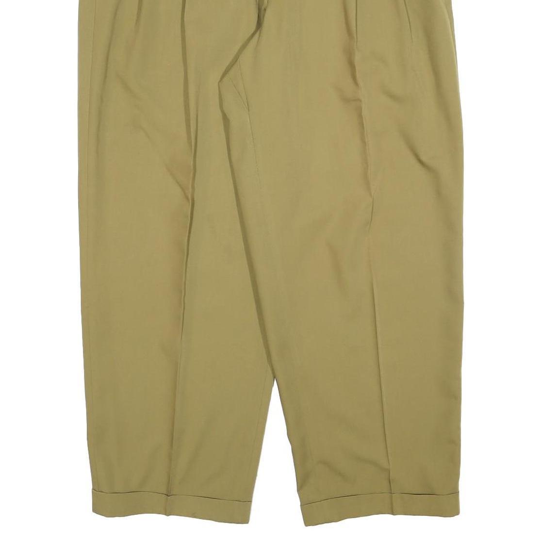 FREY Mens Polyester Blend Beige Relaxed Straight Trousers W36 L28 Zip Closure