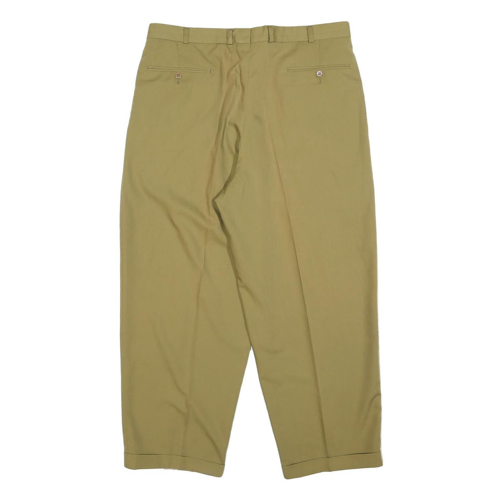 FREY Mens Polyester Blend Beige Relaxed Straight Trousers W36 L28 Zip Closure