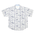 BUGLE BOY Mens White & Blue Patterned Cotton Blend Shirt L Casual Summer Short