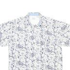 BUGLE BOY Mens White & Blue Patterned Cotton Blend Shirt L Casual Summer Short