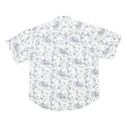 BUGLE BOY Mens White & Blue Patterned Cotton Blend Shirt L Casual Summer Short
