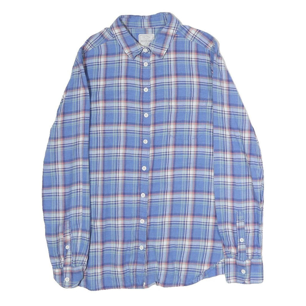 FAT FACE Womens Blue Check Shirt UK 10 Long Sleeve Cotton Casual Blouse