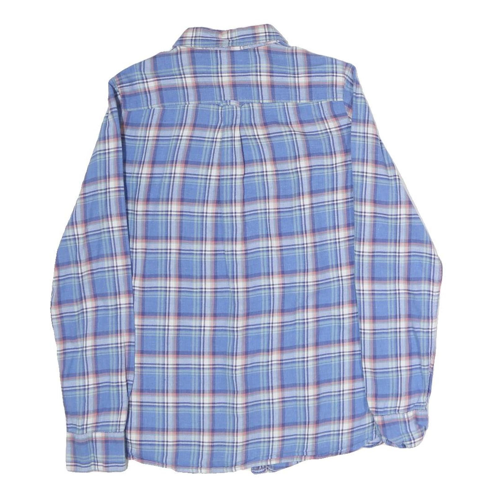 FAT FACE Womens Blue Check Shirt UK 10 Long Sleeve Cotton Casual Blouse