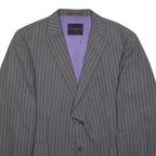 TOMMY HILFIGER Mens Grey Pinstripe Wool Suit Jacket L Woven Tailored Button