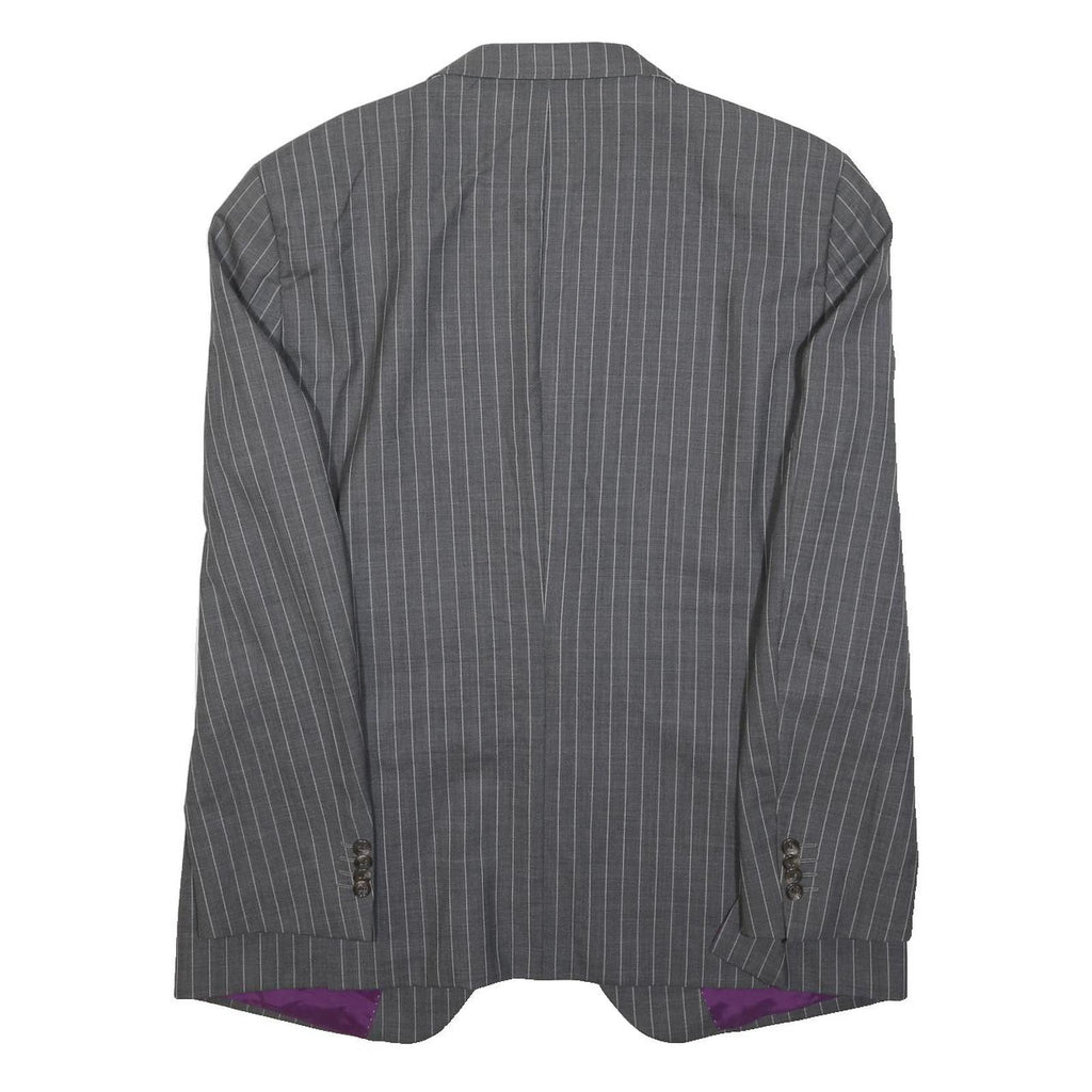 TOMMY HILFIGER Mens Grey Pinstripe Wool Suit Jacket L Woven Tailored Button