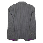 TOMMY HILFIGER Mens Grey Pinstripe Wool Suit Jacket L Woven Tailored Button