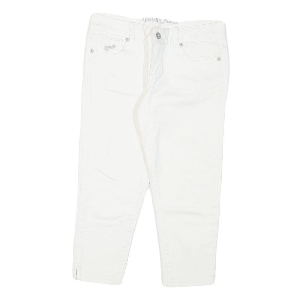 GUESS Womens White Casual Shorts S W26 Embellished Heart Detail