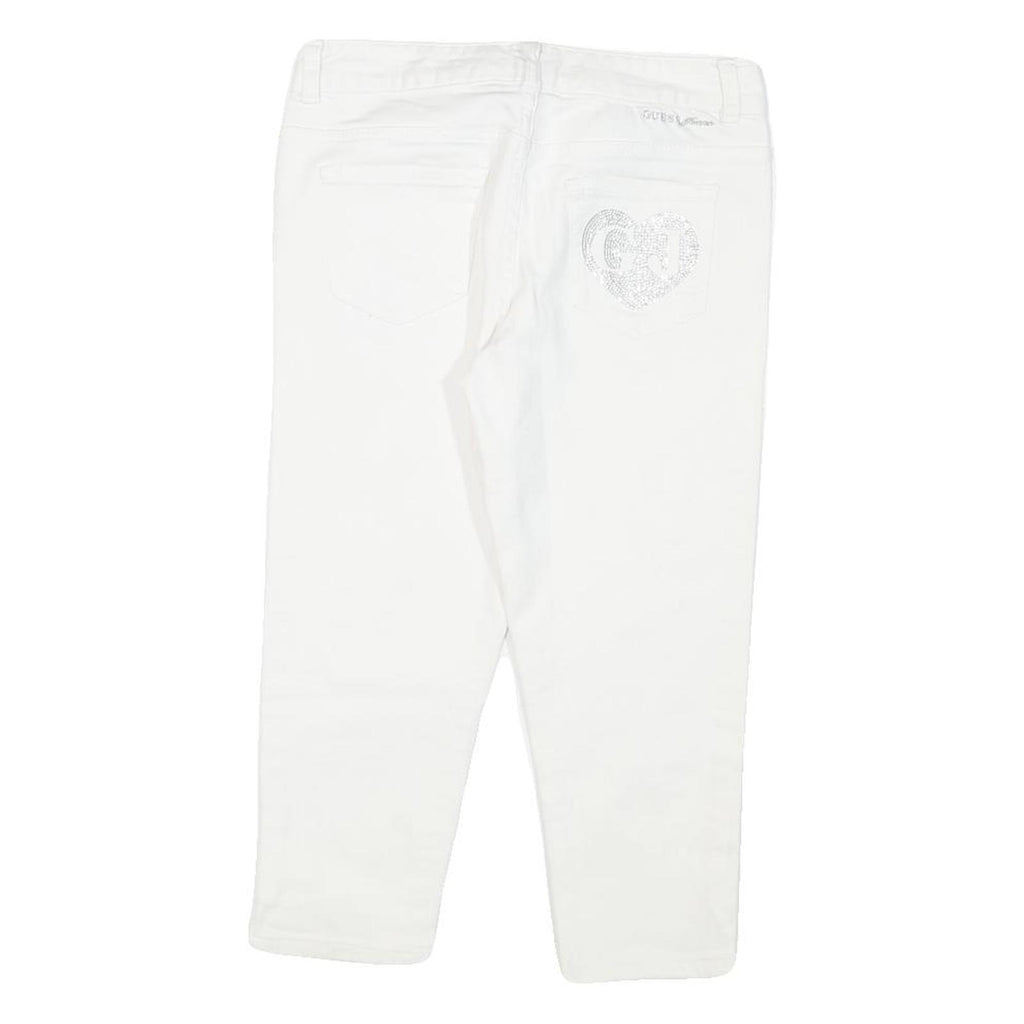 GUESS Womens White Casual Shorts S W26 Embellished Heart Detail