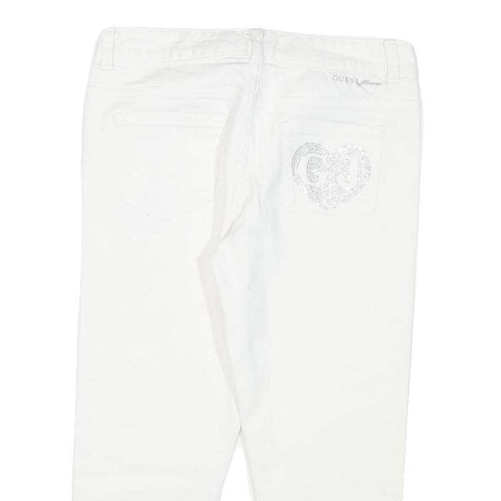 GUESS Womens White Casual Shorts S W26 Embellished Heart Detail