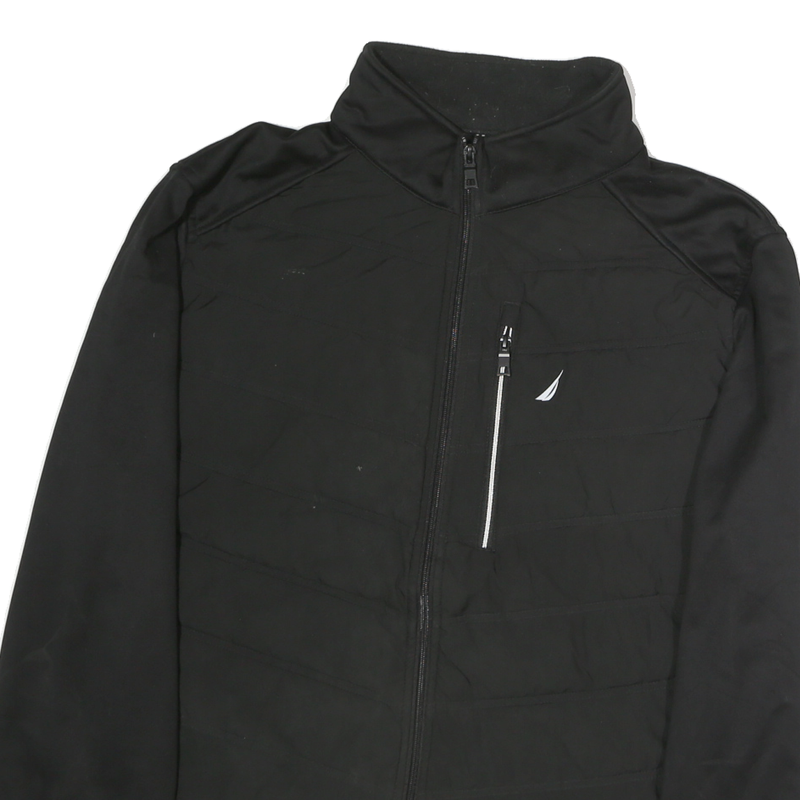 NAUTICA Womens Black 2XL Polyester Zip Jacket Plain Casual Lightweight