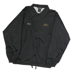 AUBURN Mens Black Nylon Coach Jacket L Button Closure Plain Casual Outerwear