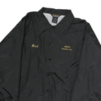 AUBURN Mens Black Nylon Coach Jacket L Button Closure Plain Casual Outerwear