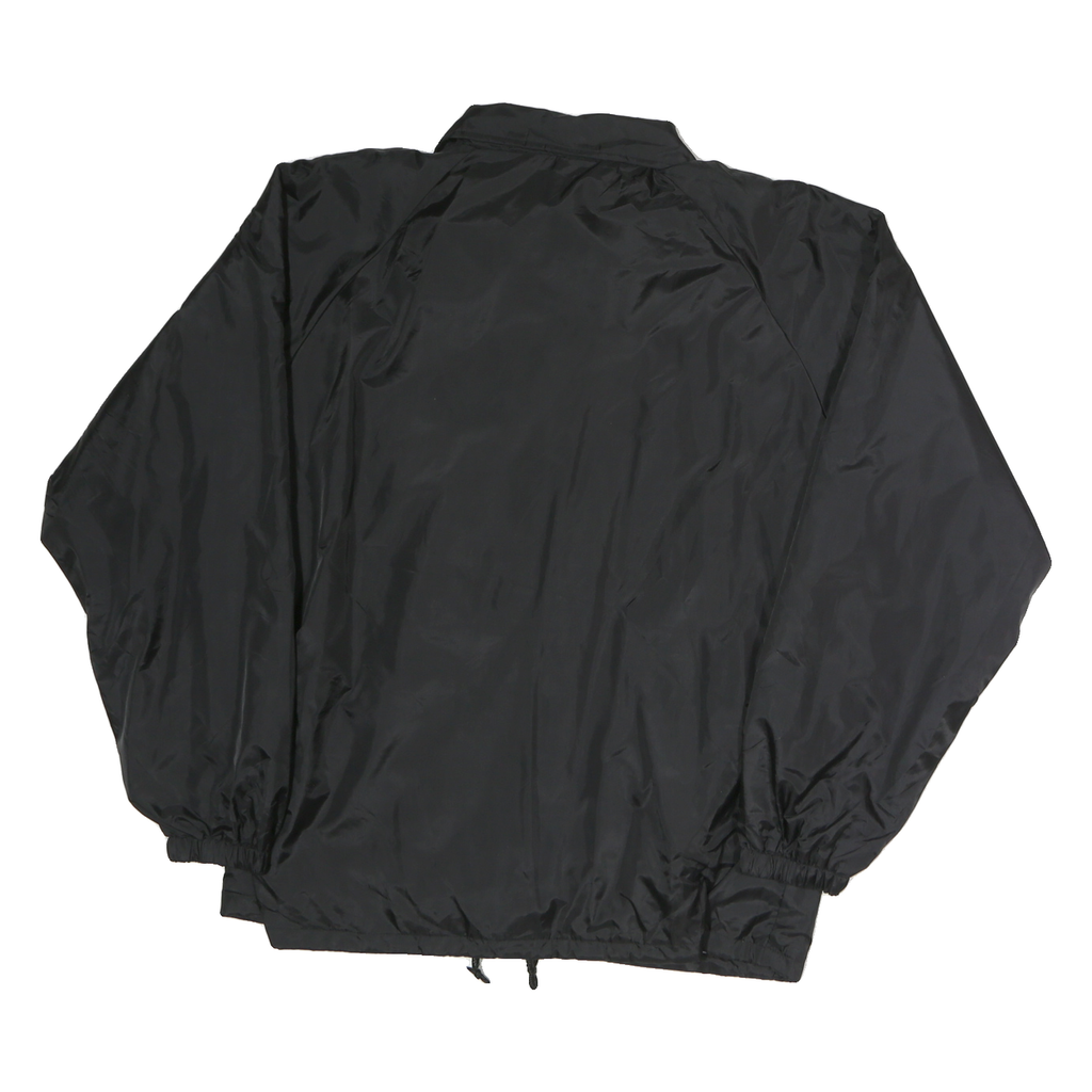 AUBURN Mens Black Nylon Coach Jacket L Button Closure Plain Casual Outerwear