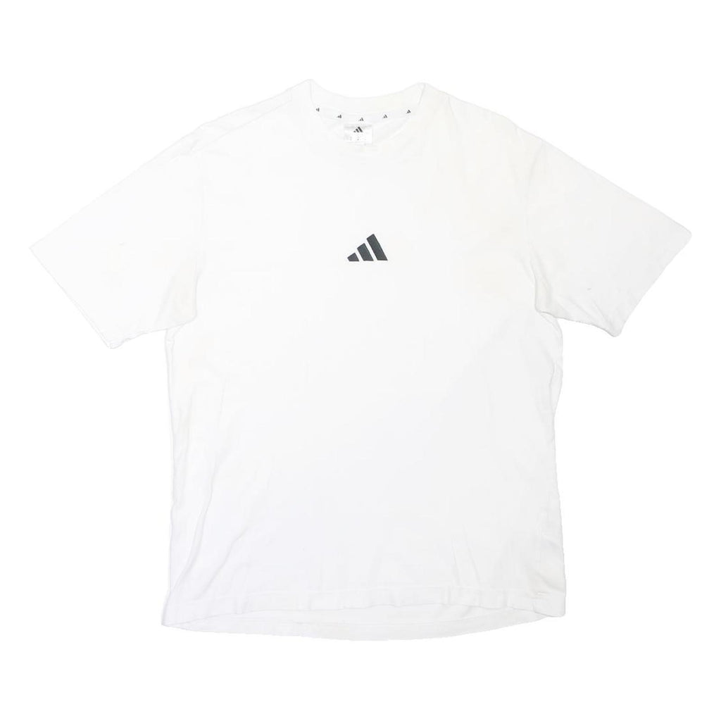 ADIDAS Mens White Cotton Blend T-Shirt M Short Sleeve Crew Neck Sports Casual