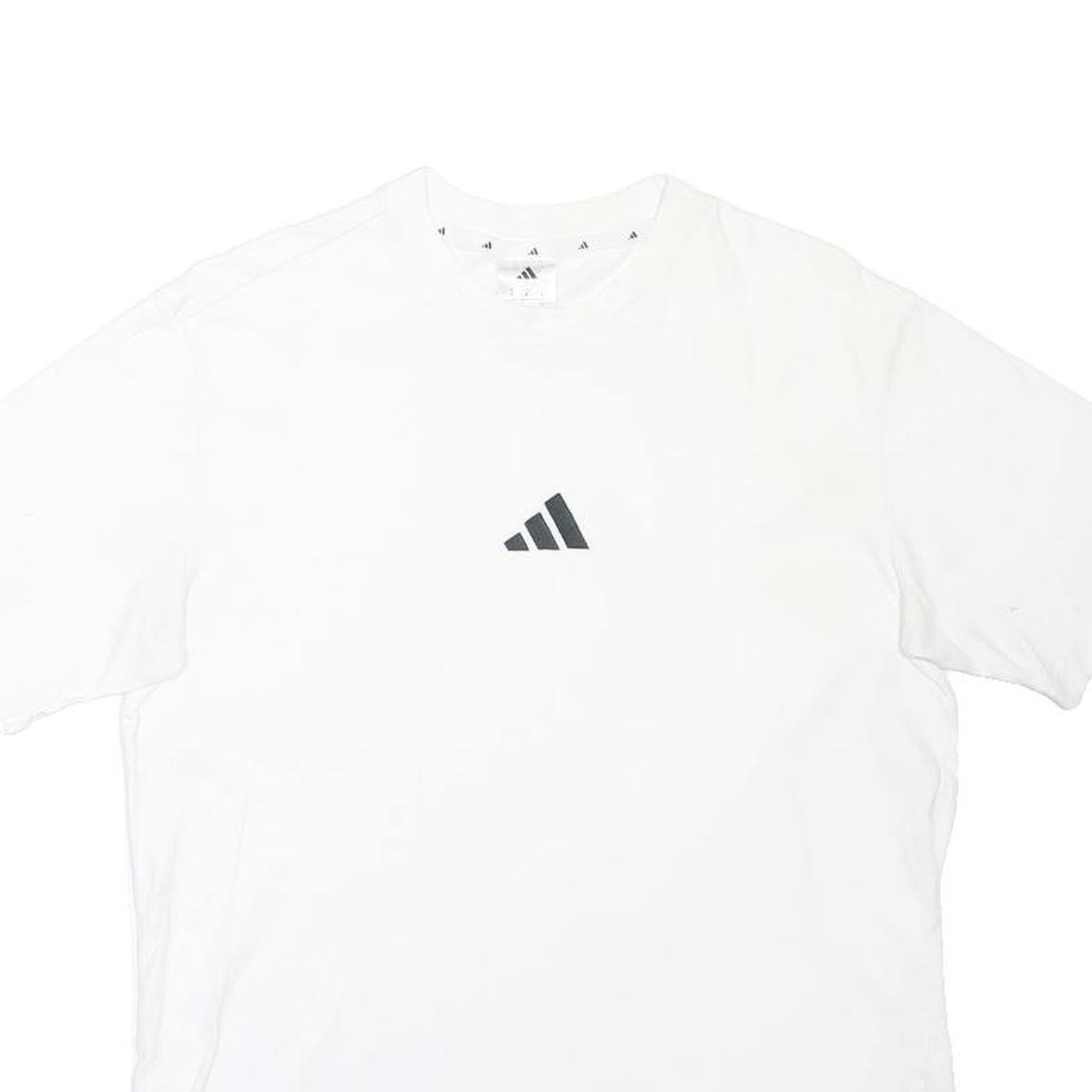 ADIDAS Mens White Cotton Blend T-Shirt M Short Sleeve Crew Neck Sports Casual