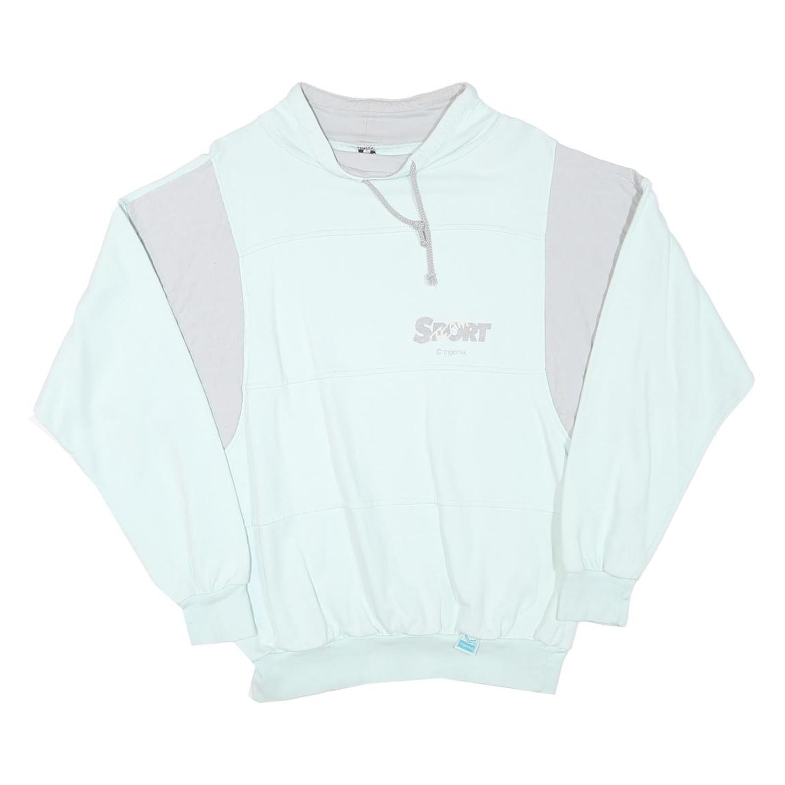 TRIGEMA Mens White & Light Grey Sport Pullover Sweatshirt M Cotton Blend Casual