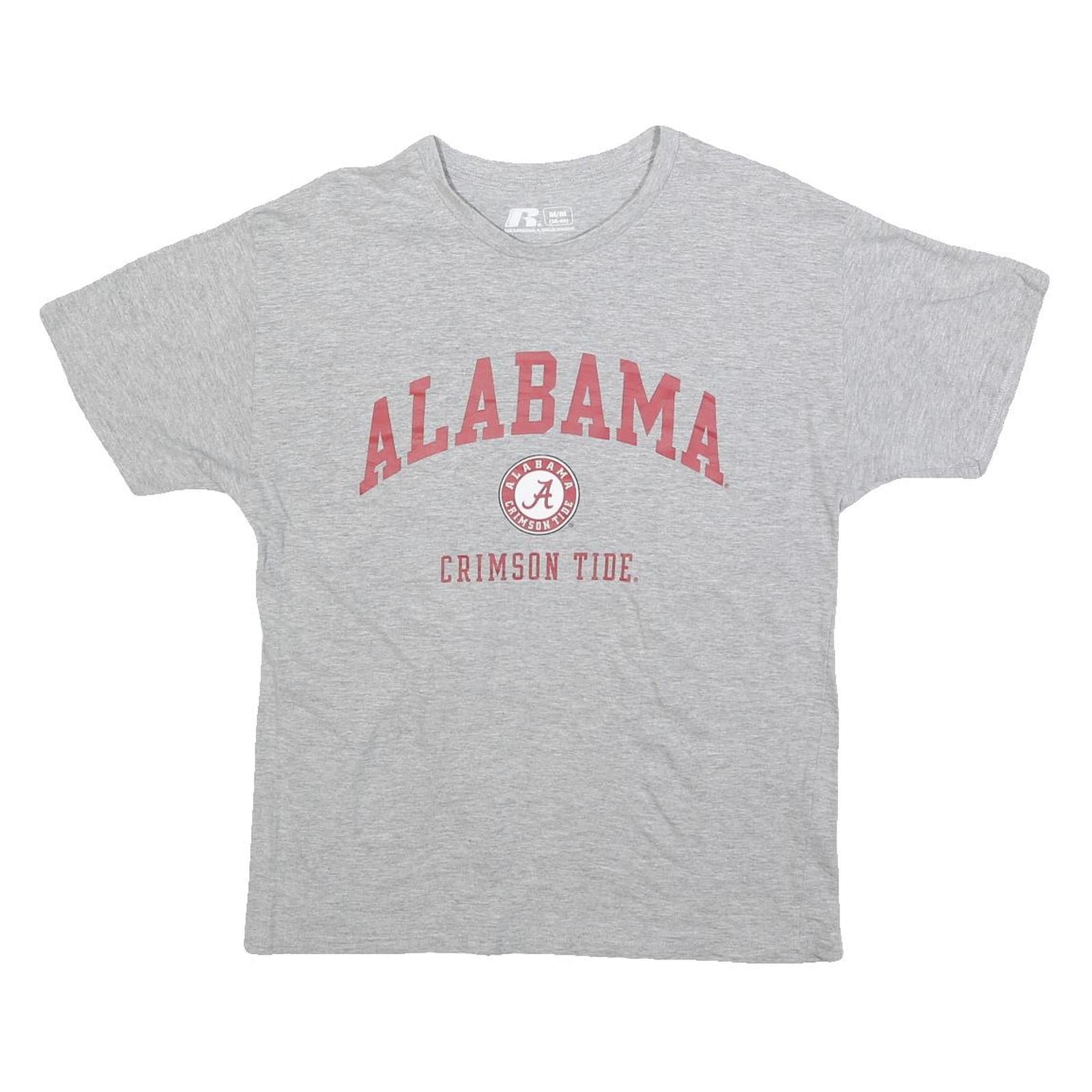 RUSSELL ATHLETIC Mens Grey Alabama Crimson Tide T-Shirt M Short Sleeve Crew Neck