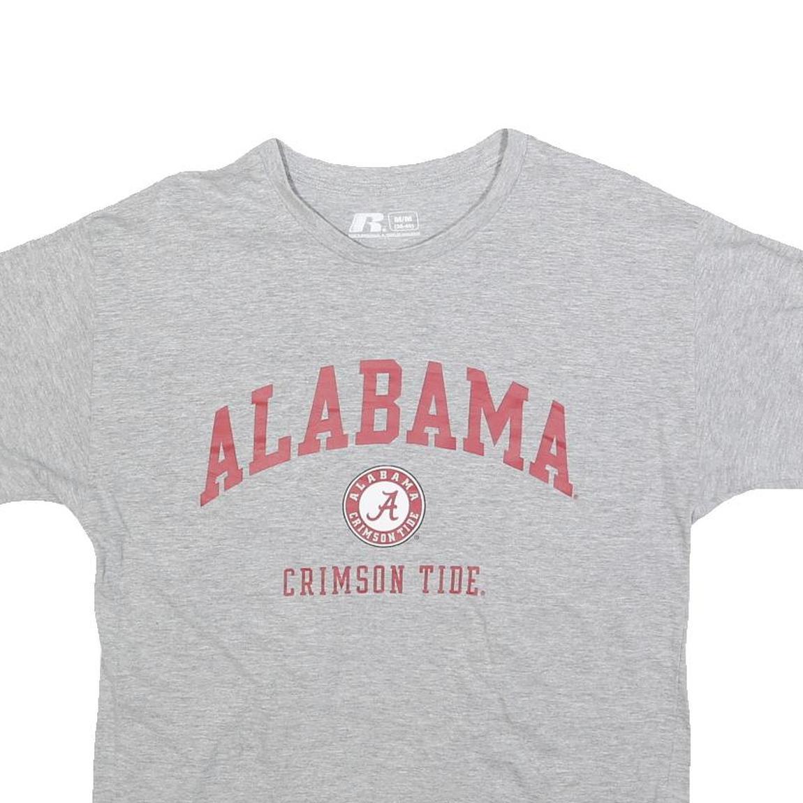 RUSSELL ATHLETIC Mens Grey Alabama Crimson Tide T-Shirt M Short Sleeve Crew Neck