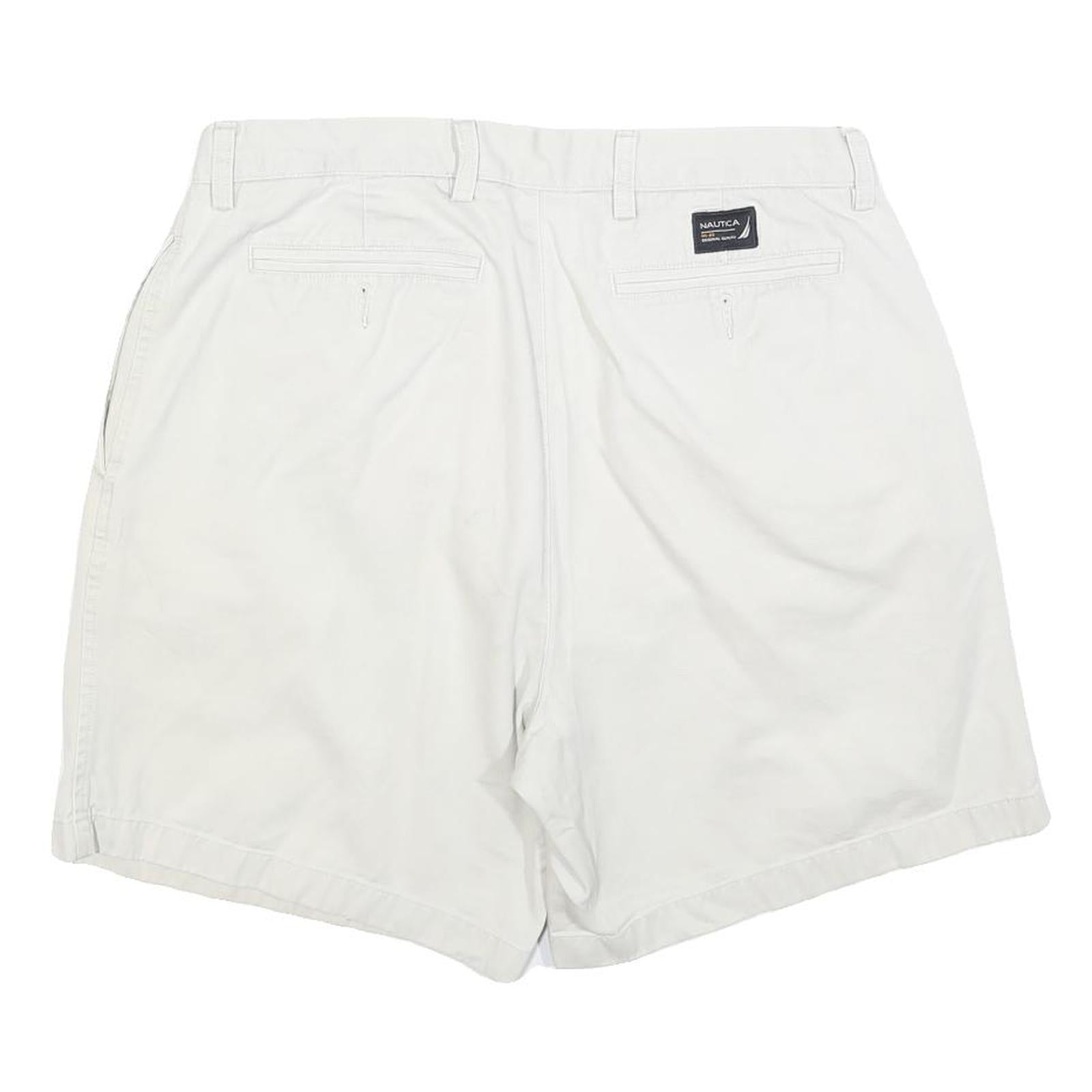 NAUTICA Mens White Casual Shorts L W36 Cotton Blend Comfortable Classic Fit