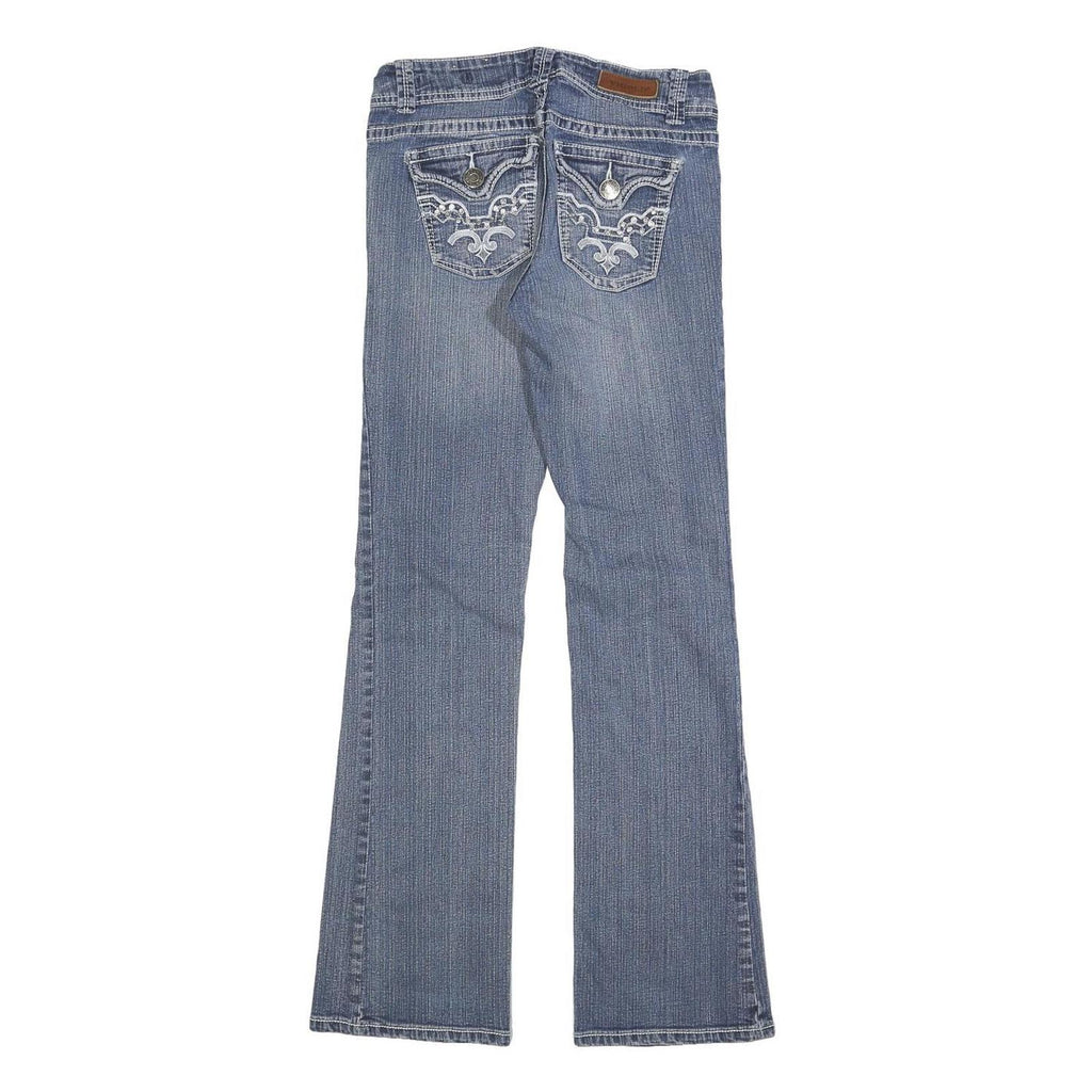 VIGOLD Womens Blue Slim Bootcut Denim Medium W26 L30 Embroidered Pockets Jeans