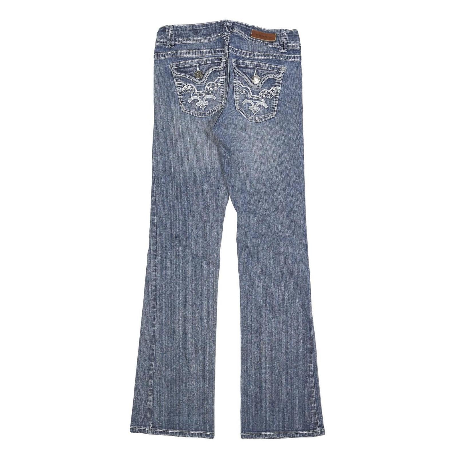 VIGOLD Womens Blue Slim Bootcut Denim Medium W26 L30 Embroidered Pockets Jeans