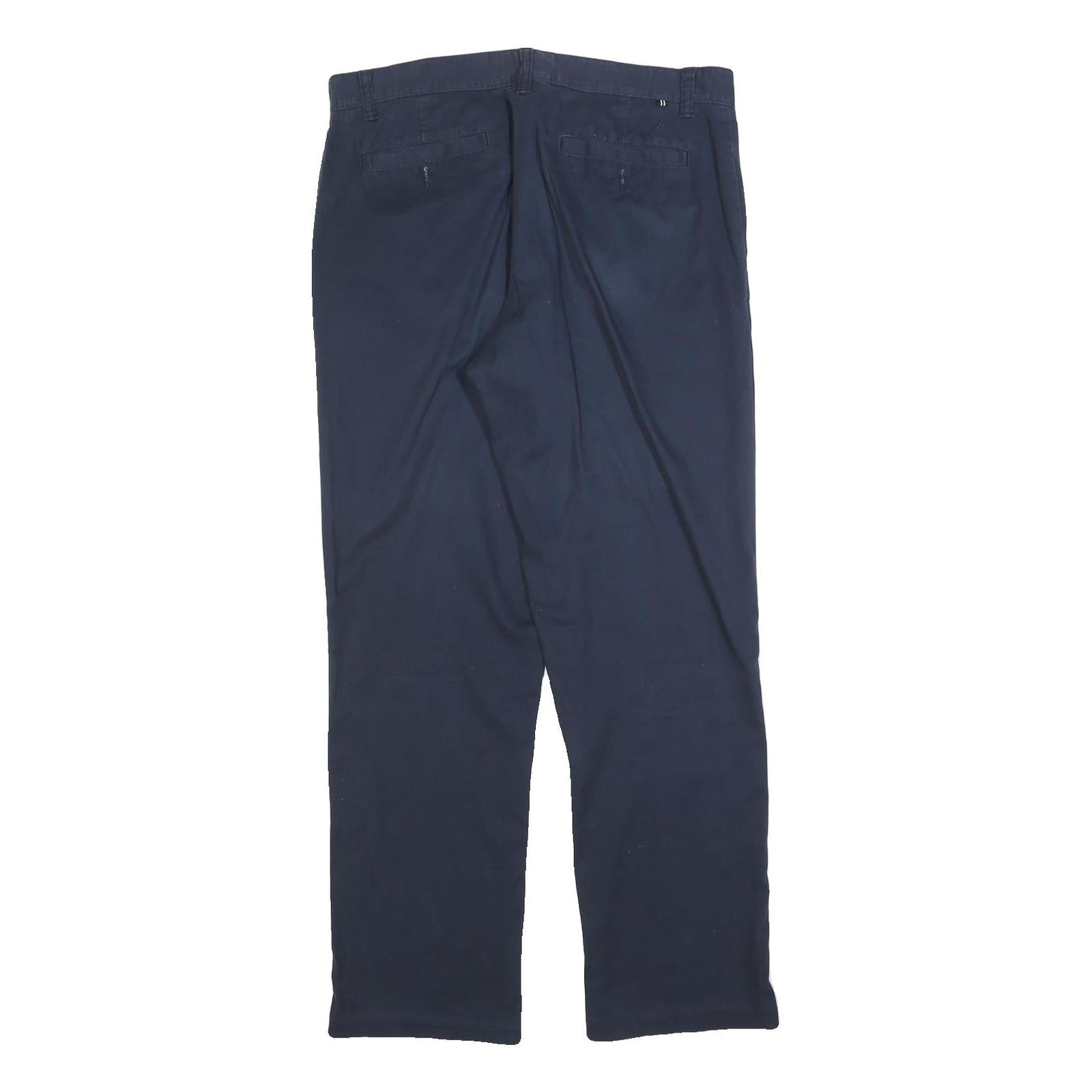 NAUTICA Mens Cotton Blend Navy Regular Fit Straight Leg Trousers W34 L32 Casual