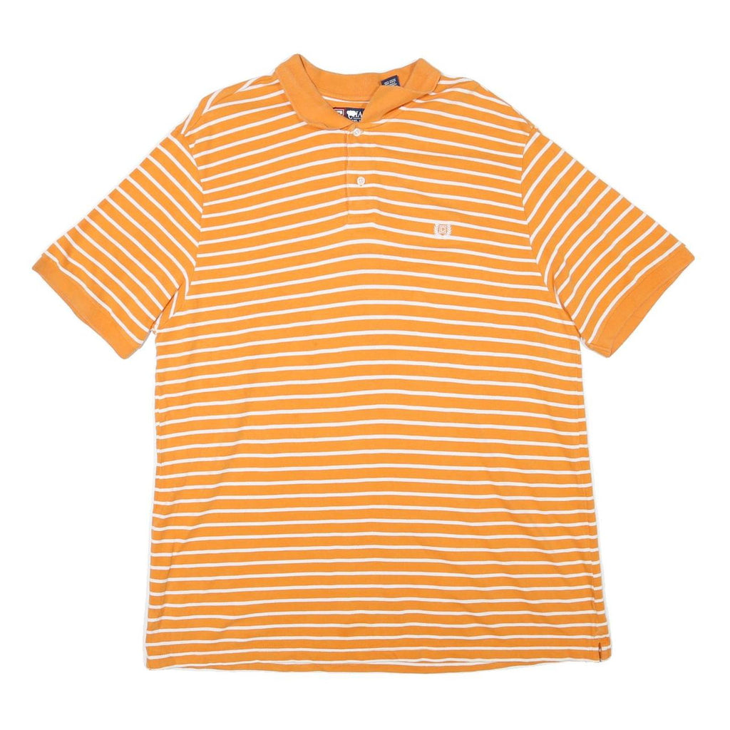 CHAPS Mens Orange & White Striped Short Sleeve Polo Shirt 2XL Cotton Blend