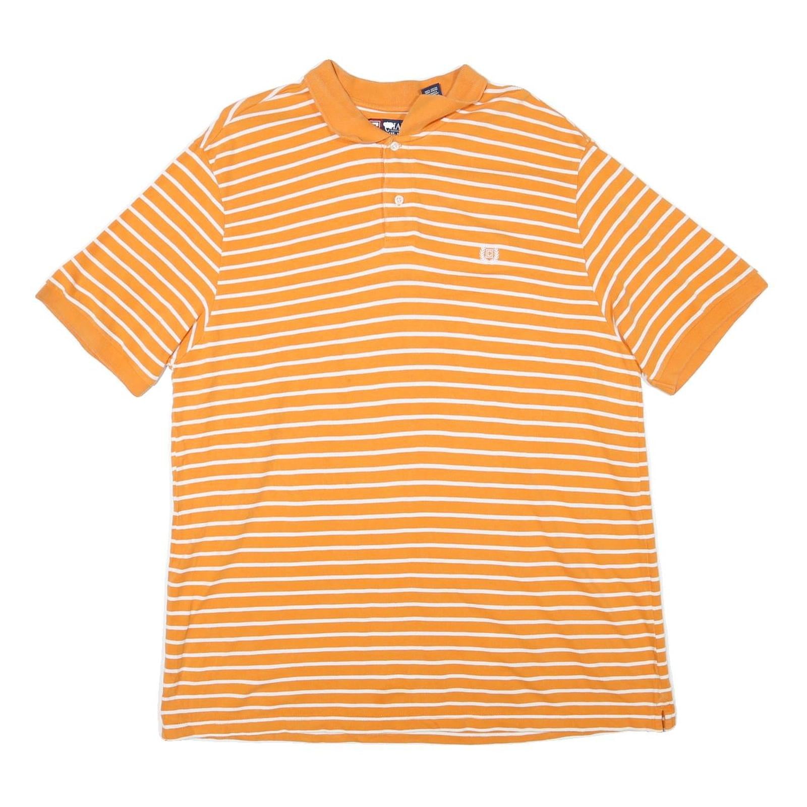 CHAPS Mens Orange & White Striped Short Sleeve Polo Shirt 2XL Cotton Blend