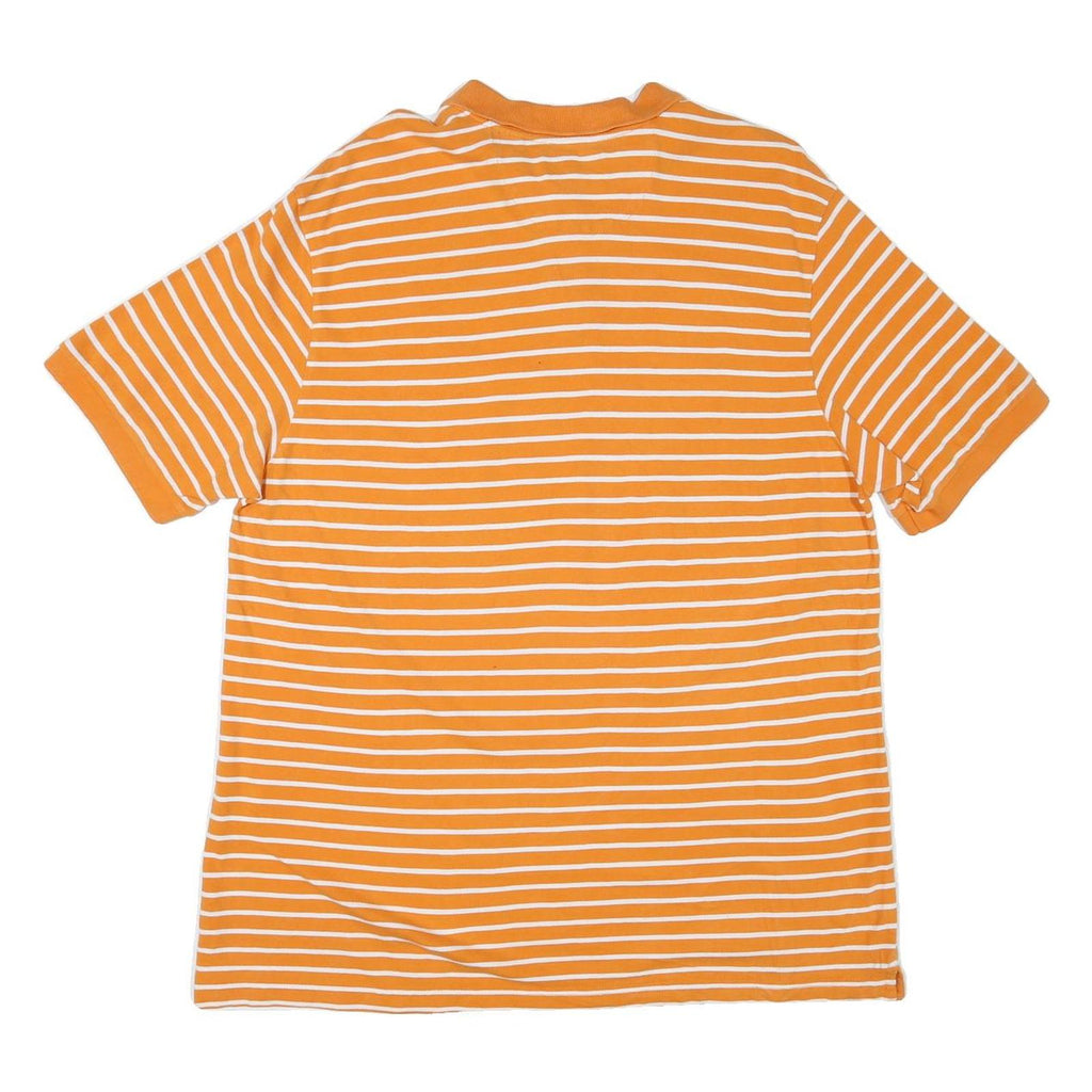 CHAPS Mens Orange & White Striped Short Sleeve Polo Shirt 2XL Cotton Blend