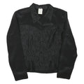 C&A Womens Black Printed Shirt Long Sleeve Collared L Elegant Satin Blend