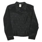 C&A Womens Black Printed Shirt Long Sleeve Collared L Elegant Satin Blend