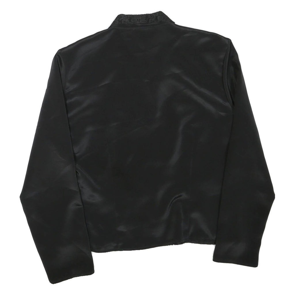 C&A Womens Black Printed Shirt Long Sleeve Collared L Elegant Satin Blend
