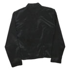 C&A Womens Black Printed Shirt Long Sleeve Collared L Elegant Satin Blend