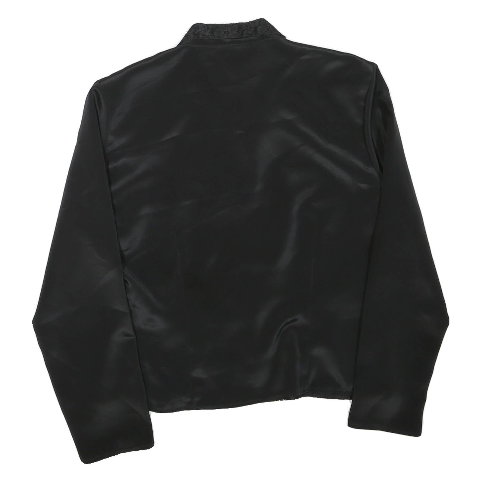 C&A Womens Black Printed Shirt Long Sleeve Collared L Elegant Satin Blend