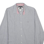 TOMMY HILFIGER Mens Blue & Pink Shirt L Cotton Casual Long Sleeve Button Shirt